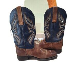 Masterson Men’s Square Toe Leather Western Boots Black Brown Size 12